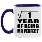 1st Anniversary Square Root Of 1 Year Of Mr Perfect - 11oz Accent Mug Purple