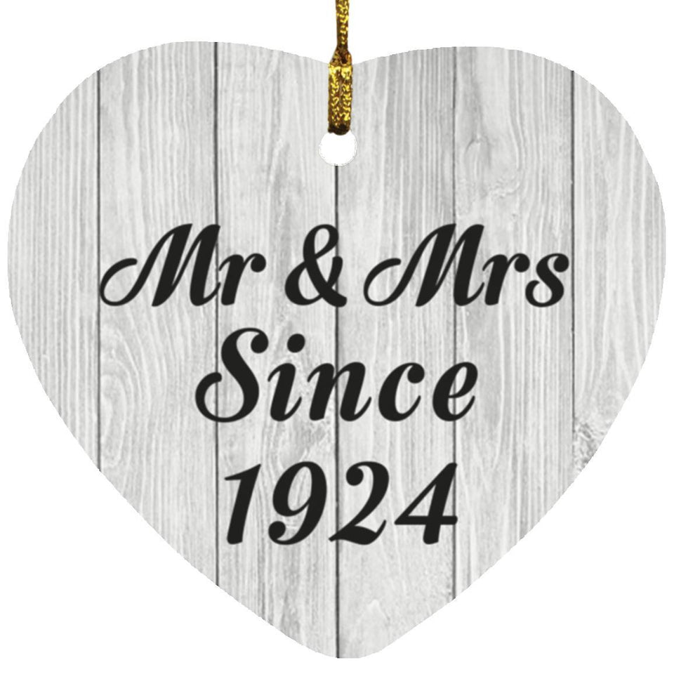 100th Anniversary Mr & Mrs Since 1924 - Heart Ornament F