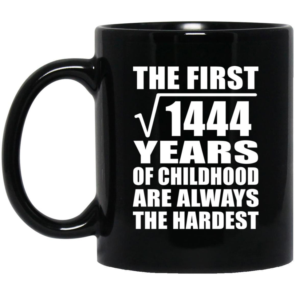 38th Birthday Square Root of 1444 Years of Childhood - 11oz Coffee Mug Black