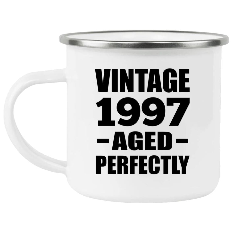 27th Birthday Vintage 1997 Aged Perfectly - 12oz Camping Mug