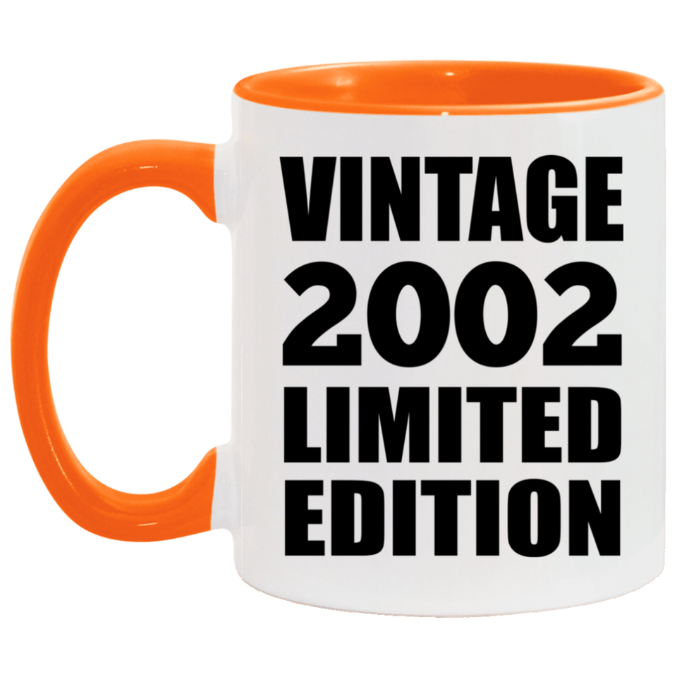 22nd Birthday Vintage 2002 Limited Edition - 11oz Accent Mug Orange