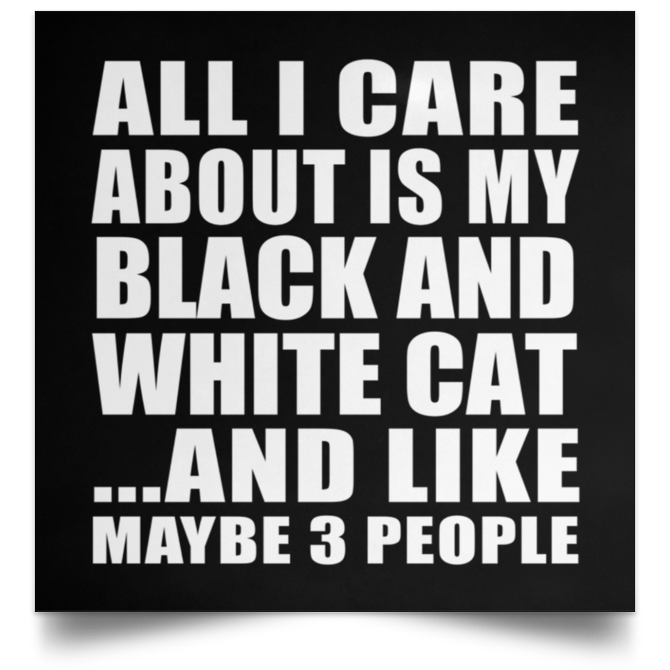 All I Care About Is My Black And White Cat - Poster Square