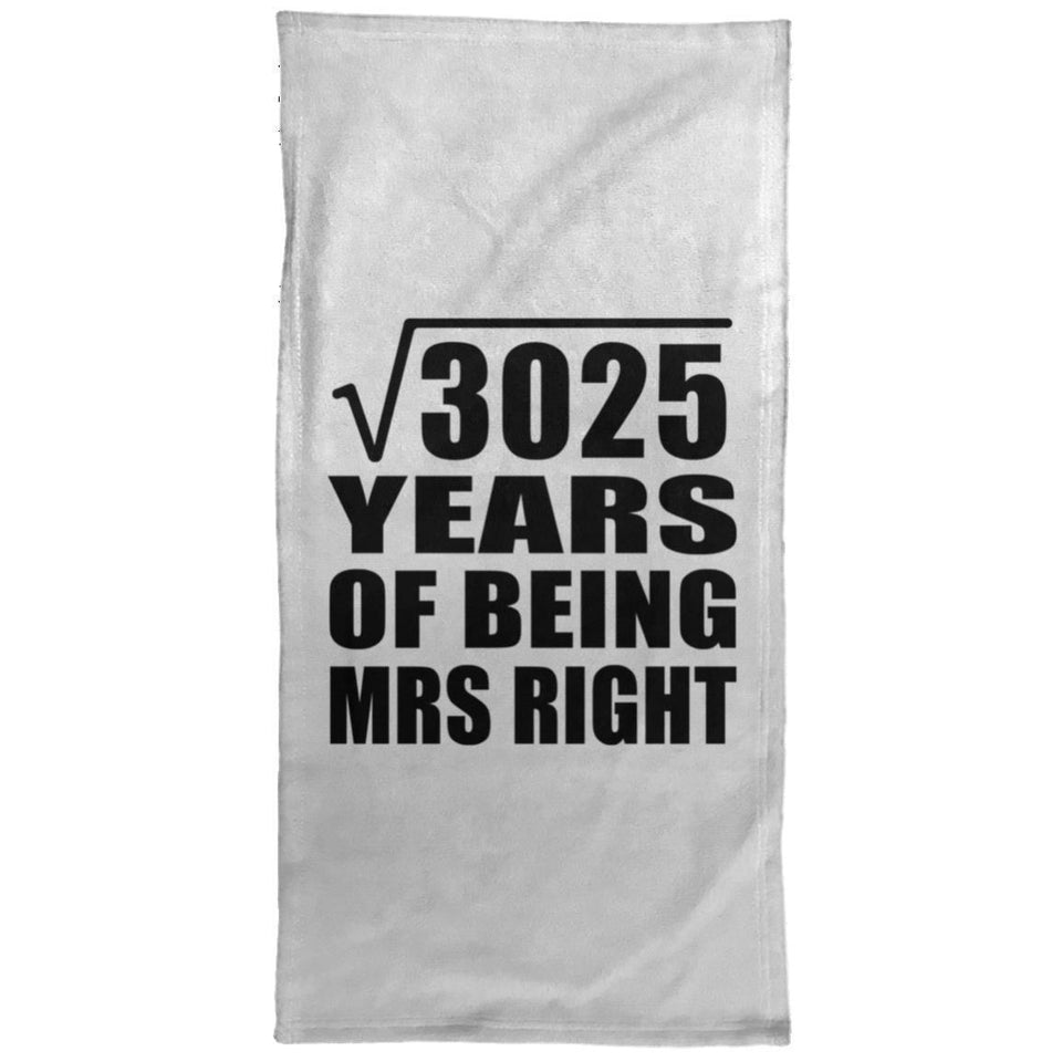 55th Anniversary Square Root of 3025 Years of Being Mrs Right - Hand Towel