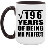 14th Anniversary Square Root of 196 Years of Mr Perfect - 15oz Accent Mug Black