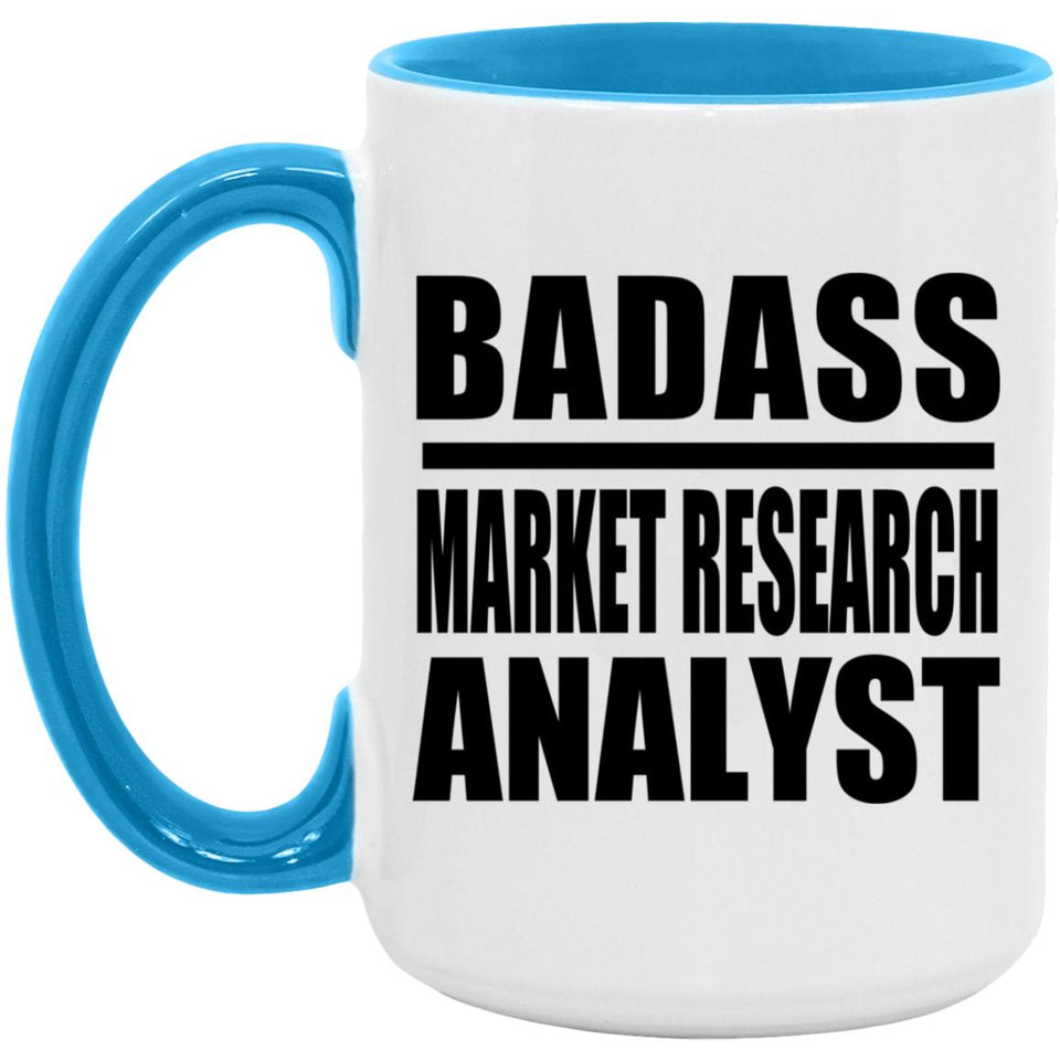 Badass Market Research Analyst - 15oz Accent Mug Blue