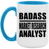 Badass Market Research Analyst - 15oz Accent Mug Blue