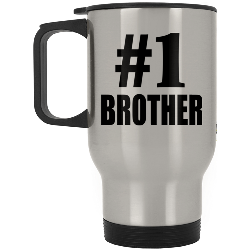 Number One #1 Brother - Silver Travel Mug