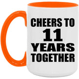 11th Anniversary Cheers To 11 Years Together - 15oz Accent Mug Orange