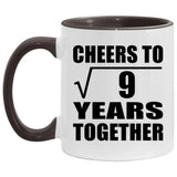 3rd Anniversary Cheers To Square Root of 9 Years Together - 11oz Accent Mug Black