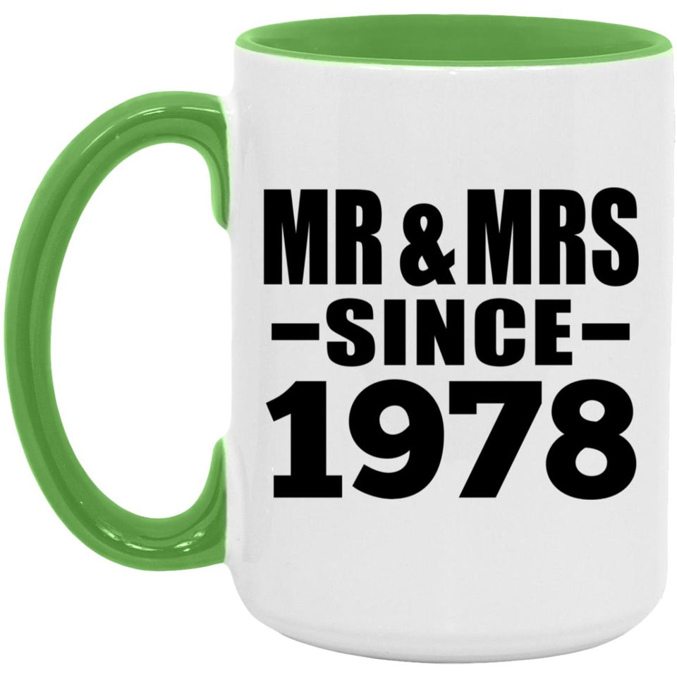 46th Anniversary Mr & Mrs Since 1978 - 15oz Accent Mug Green