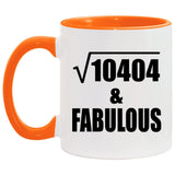 102nd Birthday Square Root of 10404 & Fabulous - 11oz Accent Mug Orange