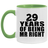 29th Anniversary 29 Years Of Being Mr Right - 11oz Accent Mug Green