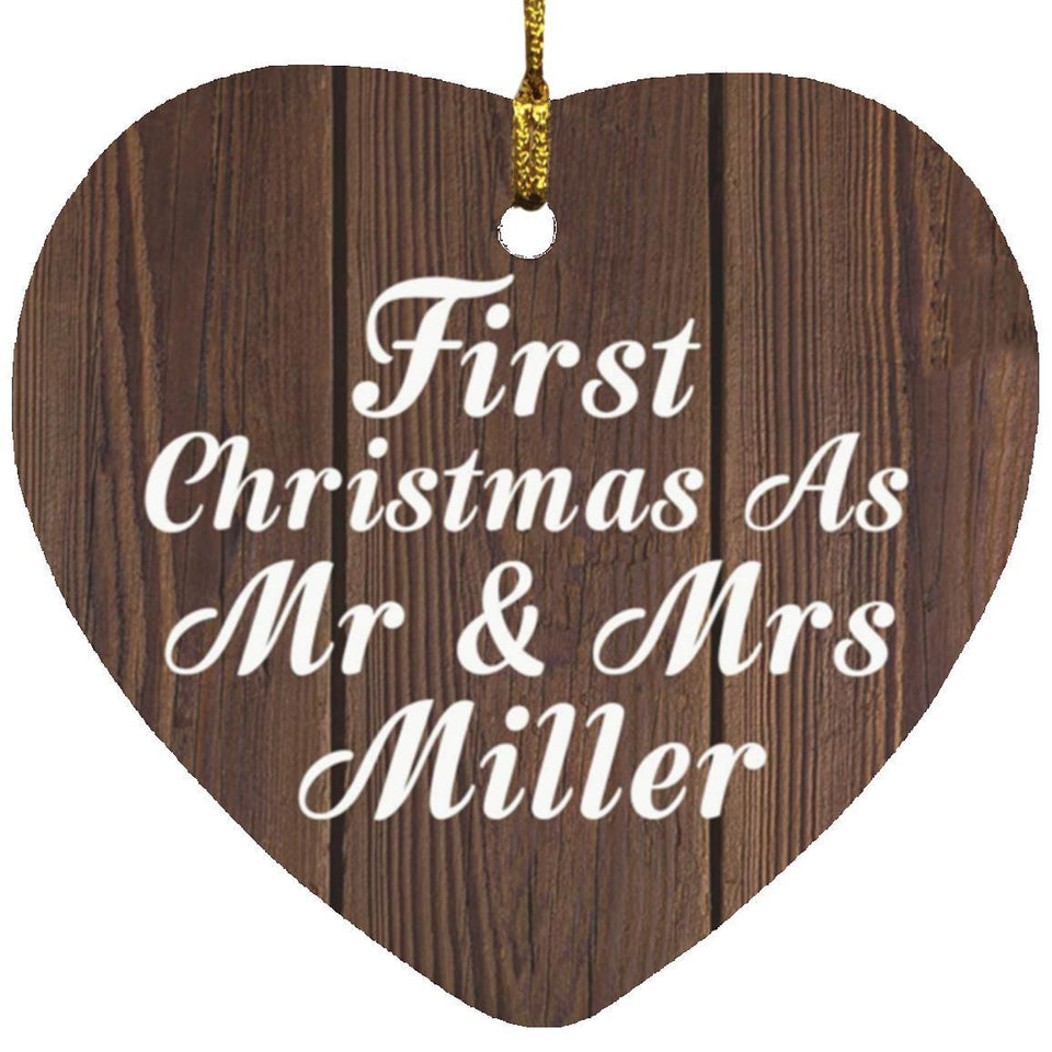 First Christmas As Mr & Mrs Miller - Heart Ornament D