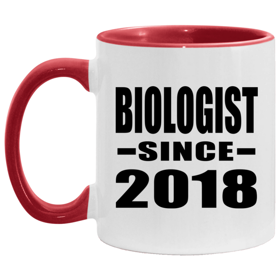 Biologist Since 2018 - 11oz Accent Mug Red