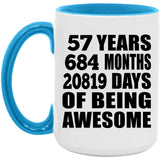 57th Birthday 57 Years 684 Months 20819 Days Of Awesome - 15oz Accent Mug Blue