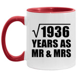 44th Anniversary Square Root of 1936 Years As Mr & Mrs - 11oz Accent Mug Red