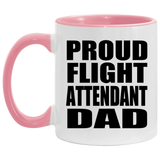 Proud Flight Attendant Dad - 11oz Accent Mug Pink