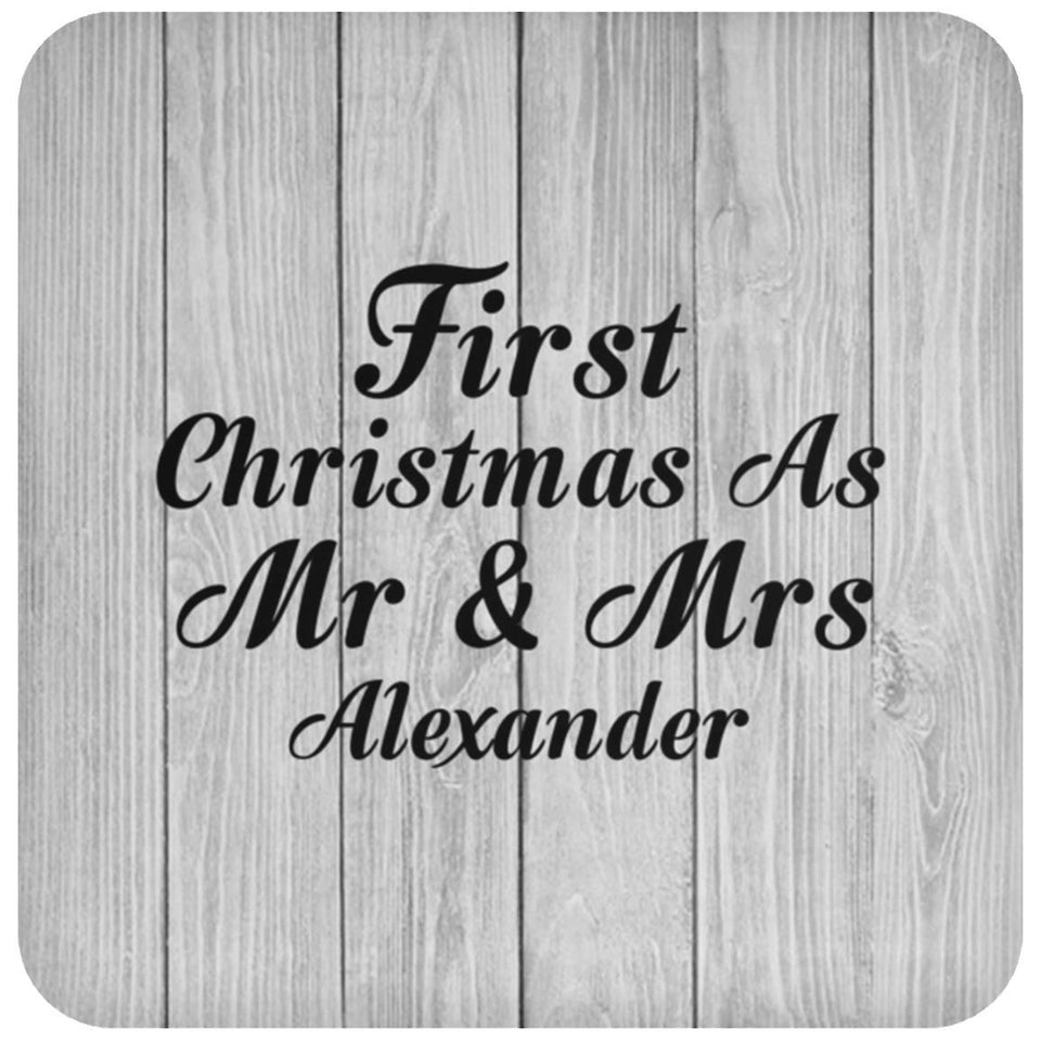 First Christmas As Mr & Mrs Alexander - Drink Coaster F