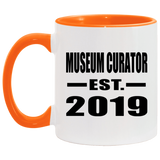 Museum Curator Established EST. 2019 - 11oz Accent Mug Orange