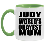 Judy World's Okayest Mum - 11oz Accent Mug Green