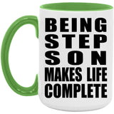 Being Step Son Makes Life Complete - 15oz Accent Mug Green