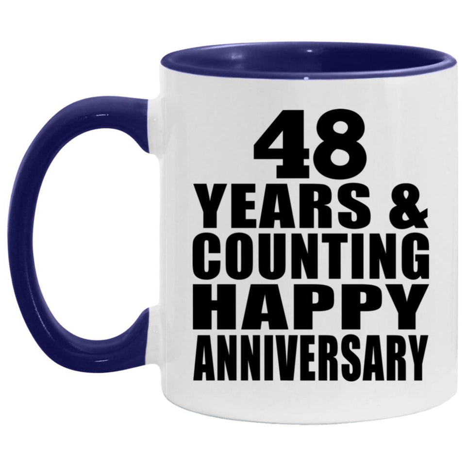 Happy 48th Anniversary 48 Years & Counting - 11oz Accent Mug Purple