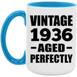 88th Birthday Vintage 1936 Aged Perfectly - 15oz Accent Mug Blue