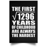 36th Birthday Square Root of 1296 Years of Childhood - Poster Portrait