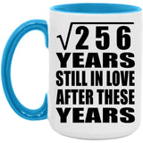 16th Anniversary Square Root of 256 Years Still In Love - 15oz Accent Mug Blue