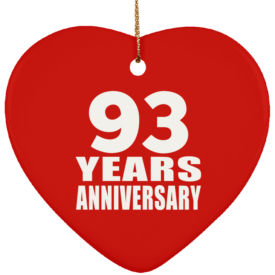 93rd Anniversary 93 Years - Heart Ornament