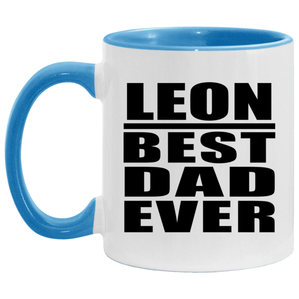 Leon Best Dad Ever - 11oz Accent Mug Blue