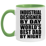 Industrial Designer By Day World's Best Dad By Night - 11oz Accent Mug Green