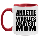 Annette World's Okayest Mom - 11oz Accent Mug Red