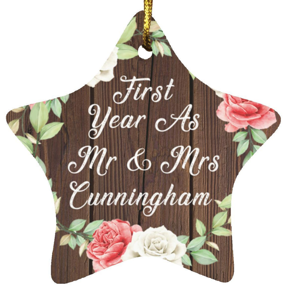 First Year As Mr & Mrs Cunningham - Star Ornament A