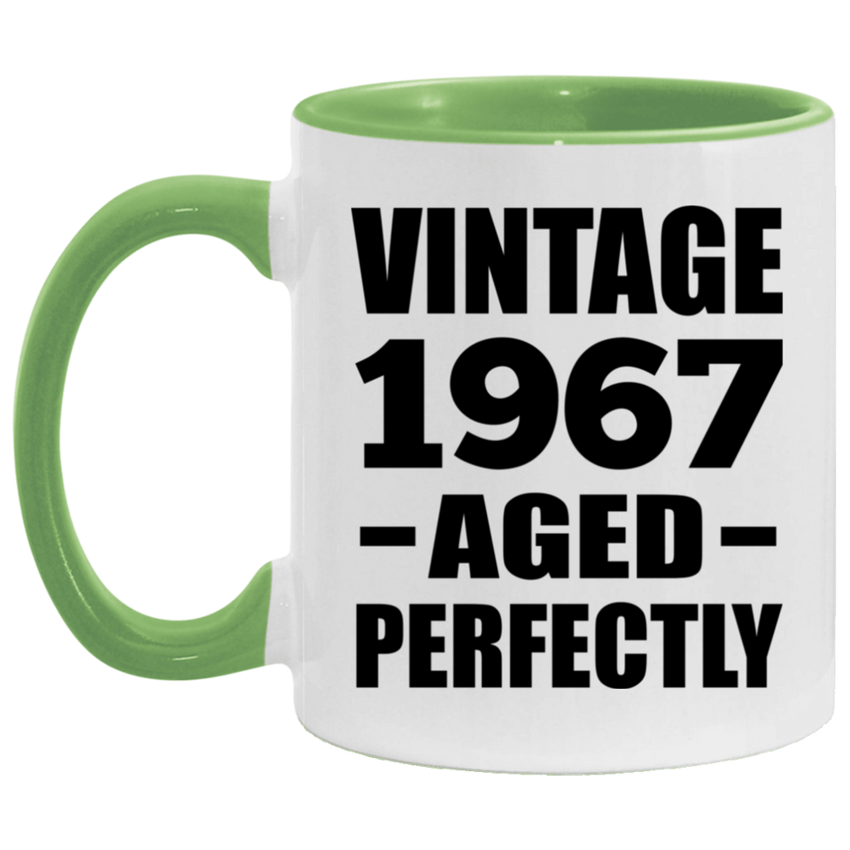 57th Birthday Vintage 1967 Aged Perfectly - 11oz Accent Mug Green