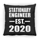 Stationary Engineer Established EST. 2020 - Throw Pillow Black