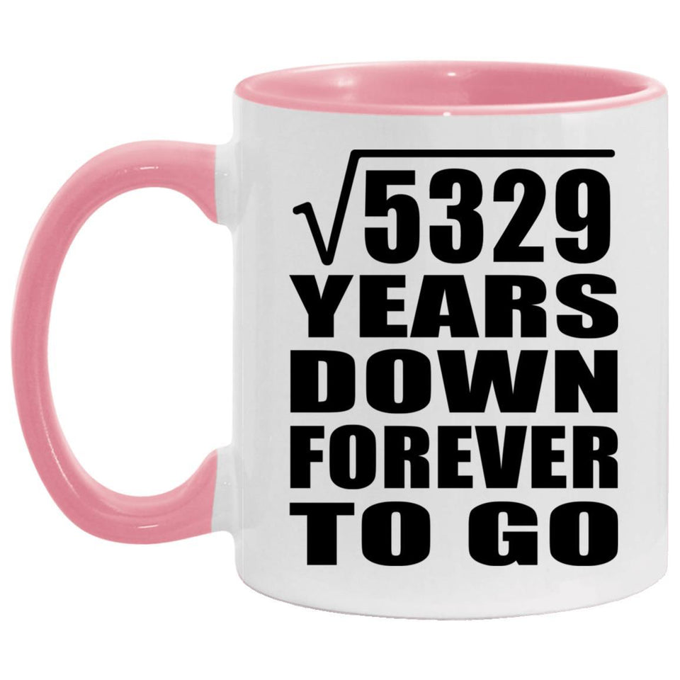 73rd Anniversary Square Root of 5329 Years Down Forever To Go - 11oz Accent Mug Pink