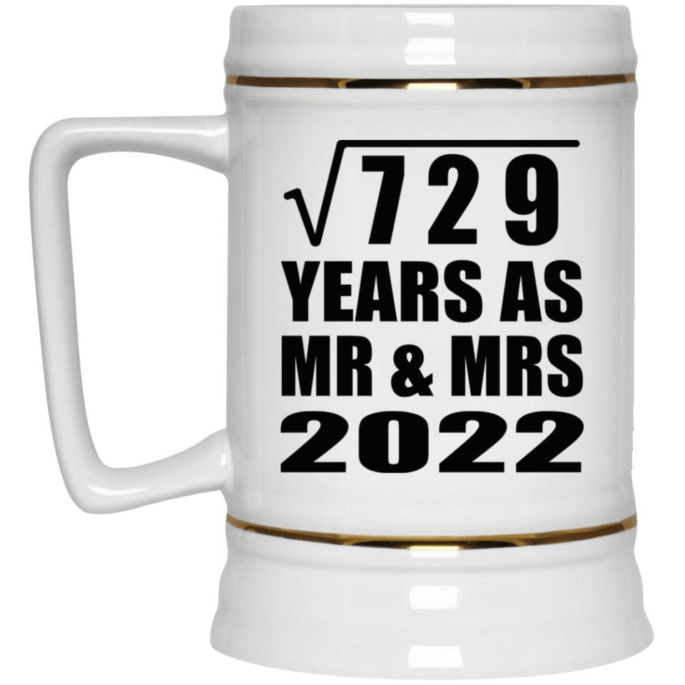 27th Anniversary Square Root of 729 Years As Mr & Mrs 2022 - Beer Stein