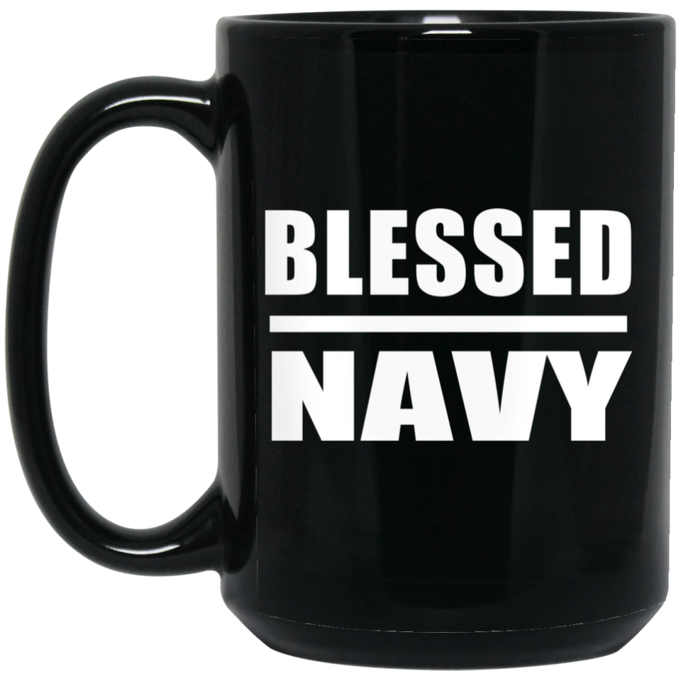 Blessed Navy - 15oz Coffee Mug Black