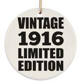 108th Birthday Vintage 1916 Limited Edition - Circle Ornament