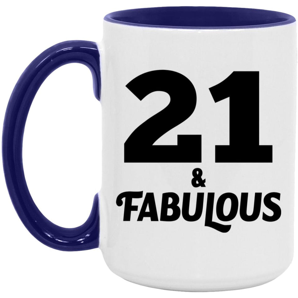 21st Birthday 21 & Fabulous - 15oz Accent Mug Purple