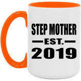Step Mother Established EST. 2019 - 15oz Accent Mug Orange