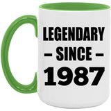 37th Birthday Legendary Since 1987 - 15oz Accent Mug Green