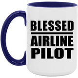 Blessed Airline Pilot - 15oz Accent Mug Purple