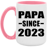 Papa Since 2023 - 15oz Accent Mug Pink