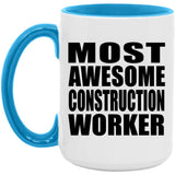 Most Awesome Construction Worker - 15oz Accent Mug Blue