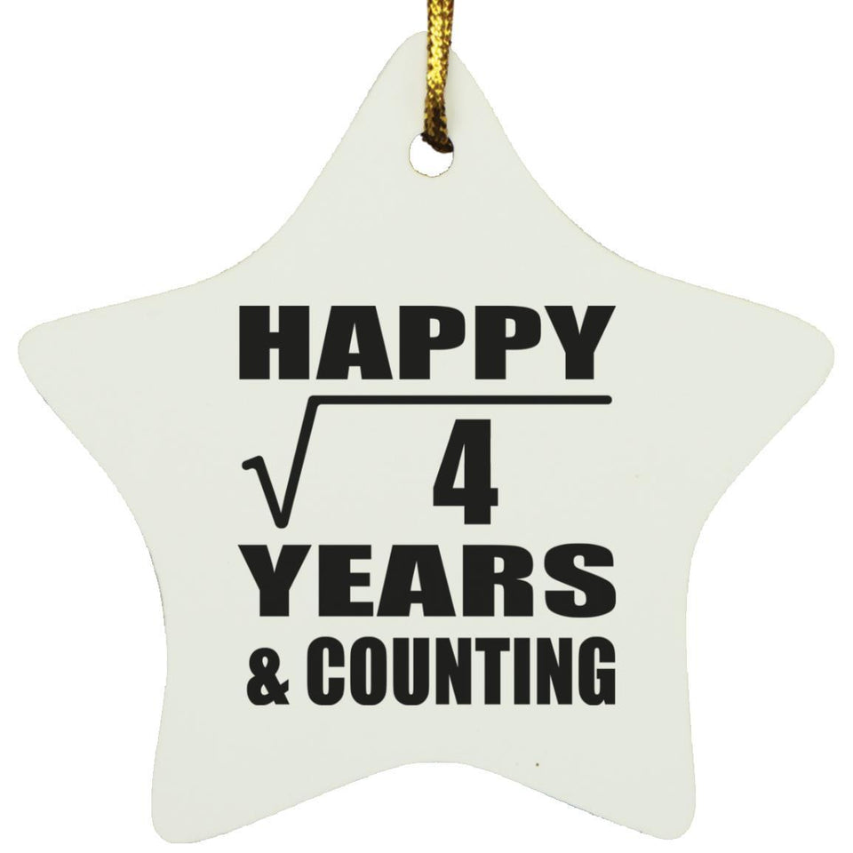 Happy 2nd Anniversary Square Root of 4 Years & Counting - Star Ornament