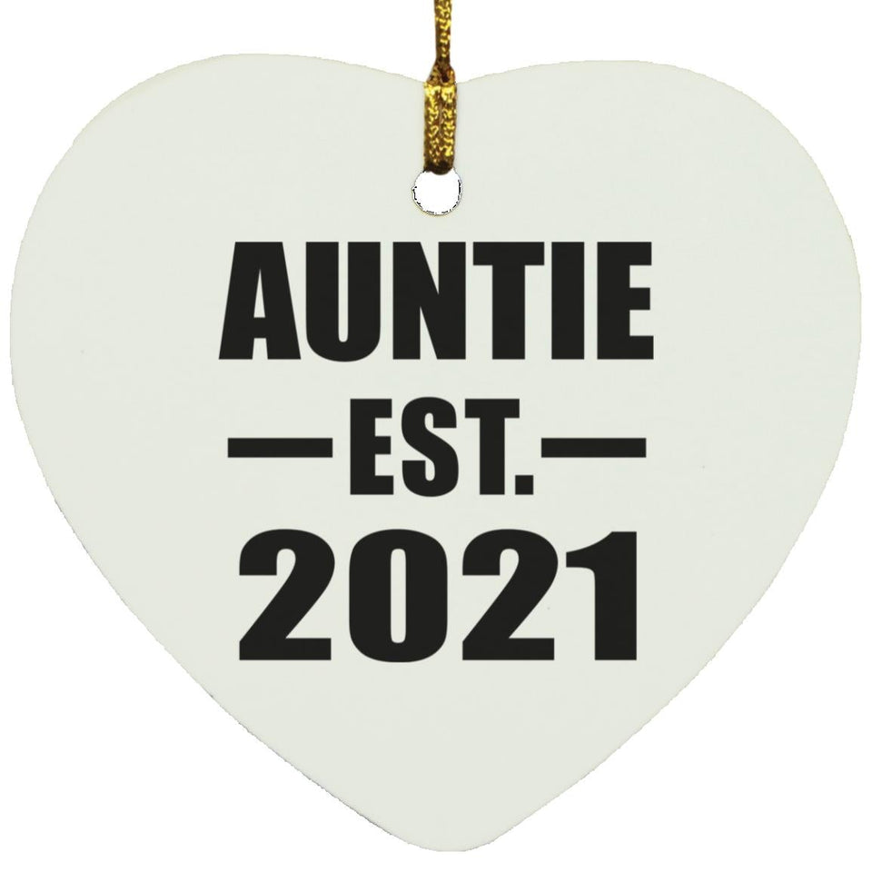 Auntie Established EST. 2021 - Heart Ornament