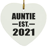 Auntie Established EST. 2021 - Heart Ornament