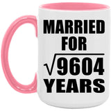 98th Anniversary Married For Square Root of 9604 Years - 15oz Accent Mug Pink